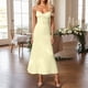 thumbnail image 2 of Vestido bohemio de verano con tirantes finos, cuello cuadrado y largo medio - Corsé ajustado con abertura fluida, poliéster y spandex, tallas S-XXXL, 2 of 5