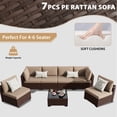 thumbnail image 4 of KIGOTY 7 Piece Outdoor Patio Furniture, Wicker Rattan Outdoor Conversation Set Sectional Sofas for Backyard, Garden, Brown-Camel, 4 of 7