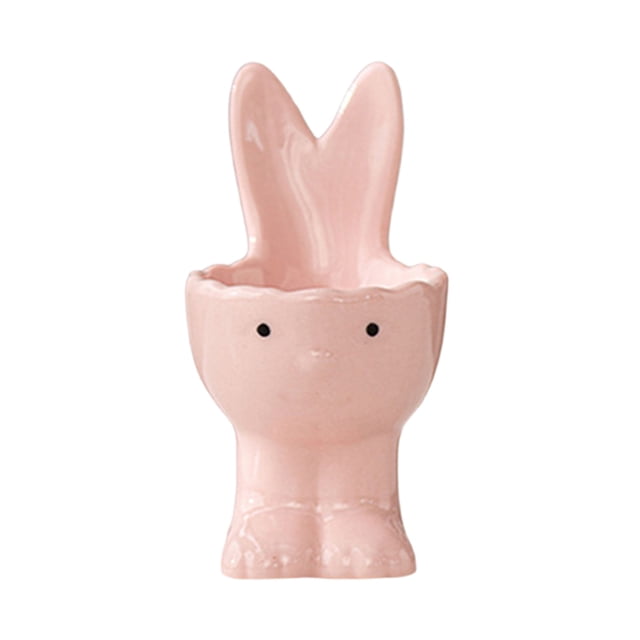 Pink Easter Ceramic Bunny Egg Cup Holder For Table Centerpiece Desktop Decoration Spring Party Favor Storage For Small Items Home Decor