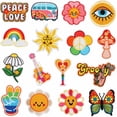thumbnail image 1 of 16 Uds. Parches Hippie para planchar, parches bordados Vintage para coser, parche de reparación de signo de la paz, accesorios para manualidades DIY Retro, 1 of 5