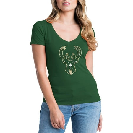 Nba Milwaukee Bucks Stripe - Milwaukee Bucks Womens NBA Short Sleeve Baby Jersey V-neck