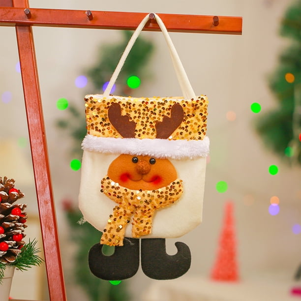 Ganfancp Bolsas de Manzanas Decoraciones Navideñas Adornos de Navidad Decoraciones de Purpurina Roja Bolsas de Regalos Santa Claus Bolsas de Caramelos Rebajas Hoy Liquidación 1* Bolsa