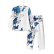 thumbnail image 1 of Balery Blue Flying Butterflies Pijama para Hombre de Dos Piezas con Manga Larga, Conjunto de Dormir y Descanso Suave con Bolsillos-Medium, 1 of 6