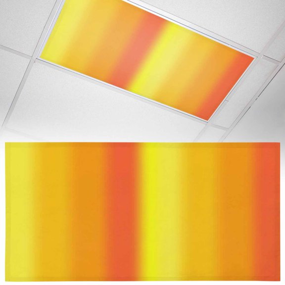 1 Pack Yellow Orange Red Ombre Fluorescent Light Covers for Ceiling Lights Minimalist Abstract Stripes Texture Magnetic Ceiling Light Covers Overhead Light Filters for Office Classroom Home