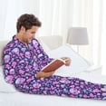 thumbnail image 6 of Fotbe Skull Rainbow Mushroom Pattern Long Sleeve Pajama Set for Men,Sleepwear Set,2-piece Loungewear Set,Soft PJs Comfy Nightwear with Pockets-Large, 6 of 7
