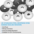 thumbnail image 3 of Uxcell 6.3x25mm 201 Stainless Steel EPDM Bonded Sealing Neoprene Rubber Washers, 80 Pieces, 3 of 6