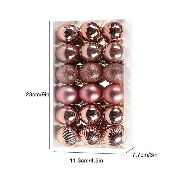Cateissary 30 piezas de bolas de Navidad adornos inastillables decoraciones para árboles de Navidad juego de bolas colgantes para decoración de fiesta de Kits de decoración para fiestas oro rosa Cateissary HA007626-10B