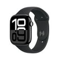 thumbnail image 1 of Apple Watch Series 10 GPS 46mm avec boîtier en aluminium noir de jais et bracelet sport noir - M/G, 1 of 9