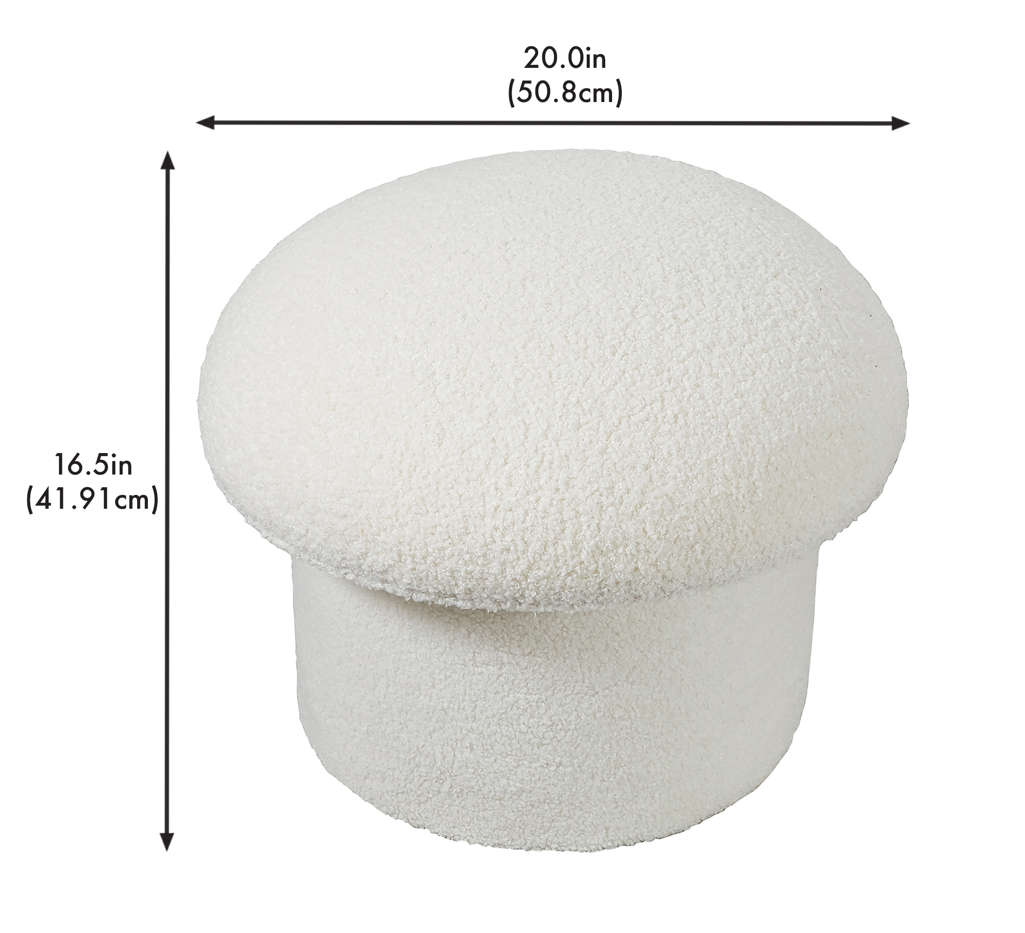 Mainstays Boucle Upholstered Mushroom Storage Ottoman, Cream photo 7