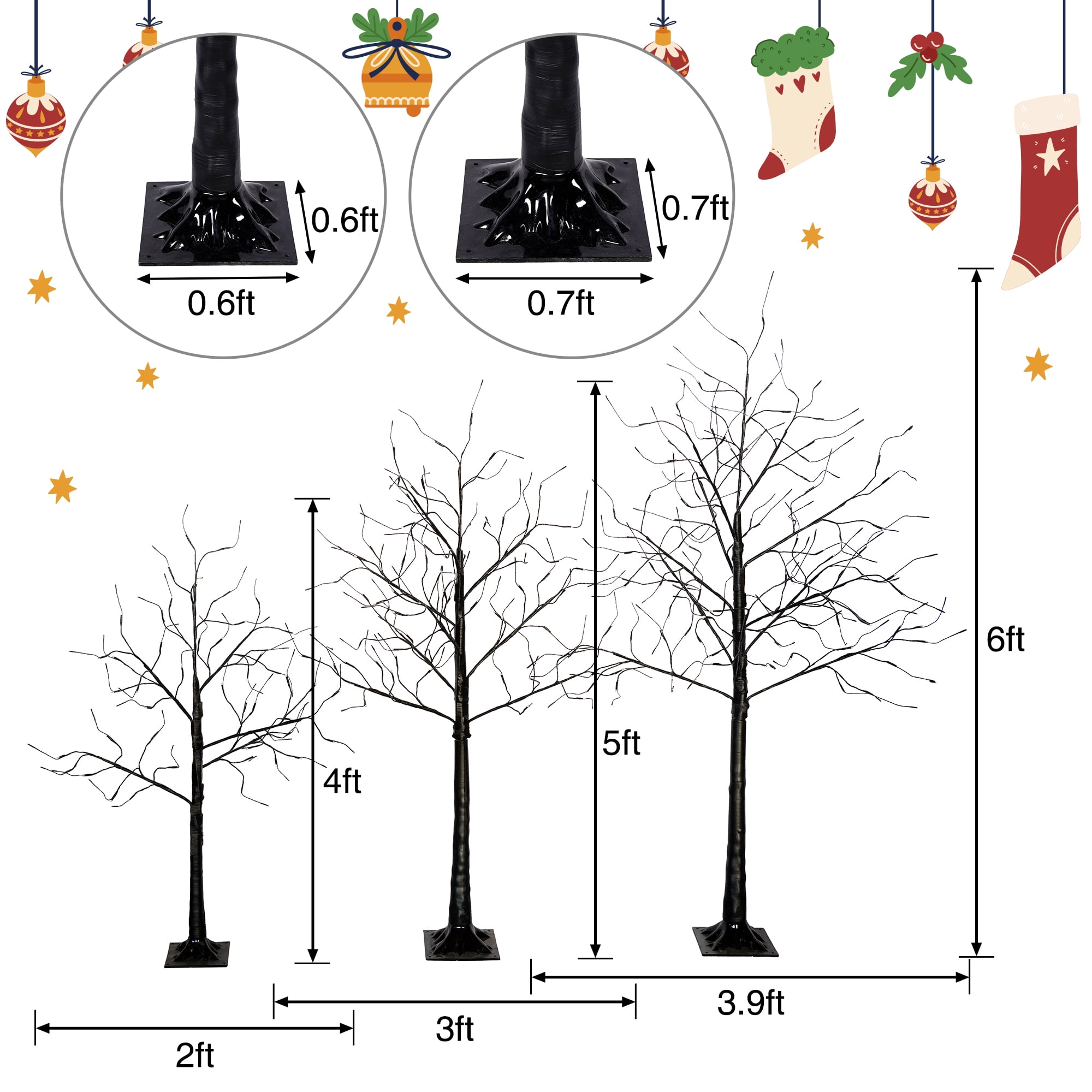 4-6ft Purple Halloween Tree with 48-96 LED Lights Adjustable Branches Indoor Spooky Decor