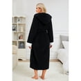 thumbnail image 2 of HEARTNICE Womens Plush Hooded Robe, Soft Fluffy Fleece Long Warm Bathrobes,(Black,L-XL), 2 of 4