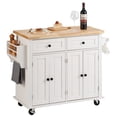 thumbnail image 1 of Carrito con isla de cocina VEVOR con tapa de madera maciza, 90 cm, blanco, 1 of 9