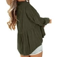 thumbnail image 4 of Womens Corduroy Peplum Shacket Jacket Long Sleeve Button Down Babydoll Shirts Oversized Casual Blouses Tops, 4 of 9