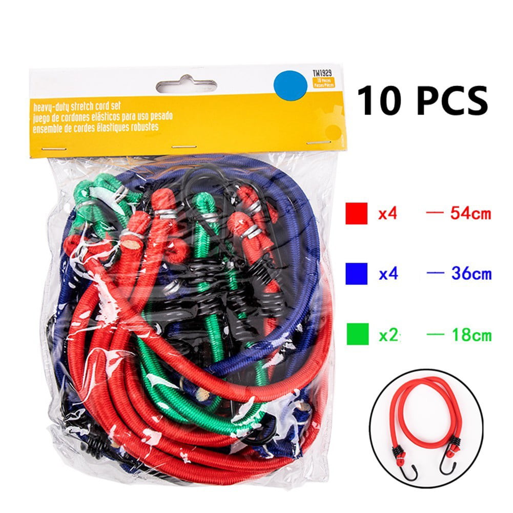Pack of 12 Bungee Cords Wires with Zinc Hooks Cables Straps Bungie Elastic Rope
