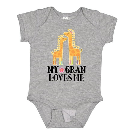 

Inktastic My Gran Loves Me Giraffe Gift Baby Girl Bodysuit