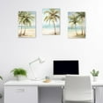thumbnail image 3 of ZHONGYUTONG Tropical Beach Wall Art 3 Pieces Seaside Palm Tree Picture Print on Canvas Seascape Artwork Rustic Ocean Bathroom Decor Framed (11.00" x 14.00" x 3PCS), 3 of 6