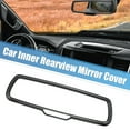 thumbnail image 3 of Car Interior Rearview Mirror Cover Trims ABS Black Carbon Fiber Patern for Dodge Challenger 2015-2020, 3 of 6