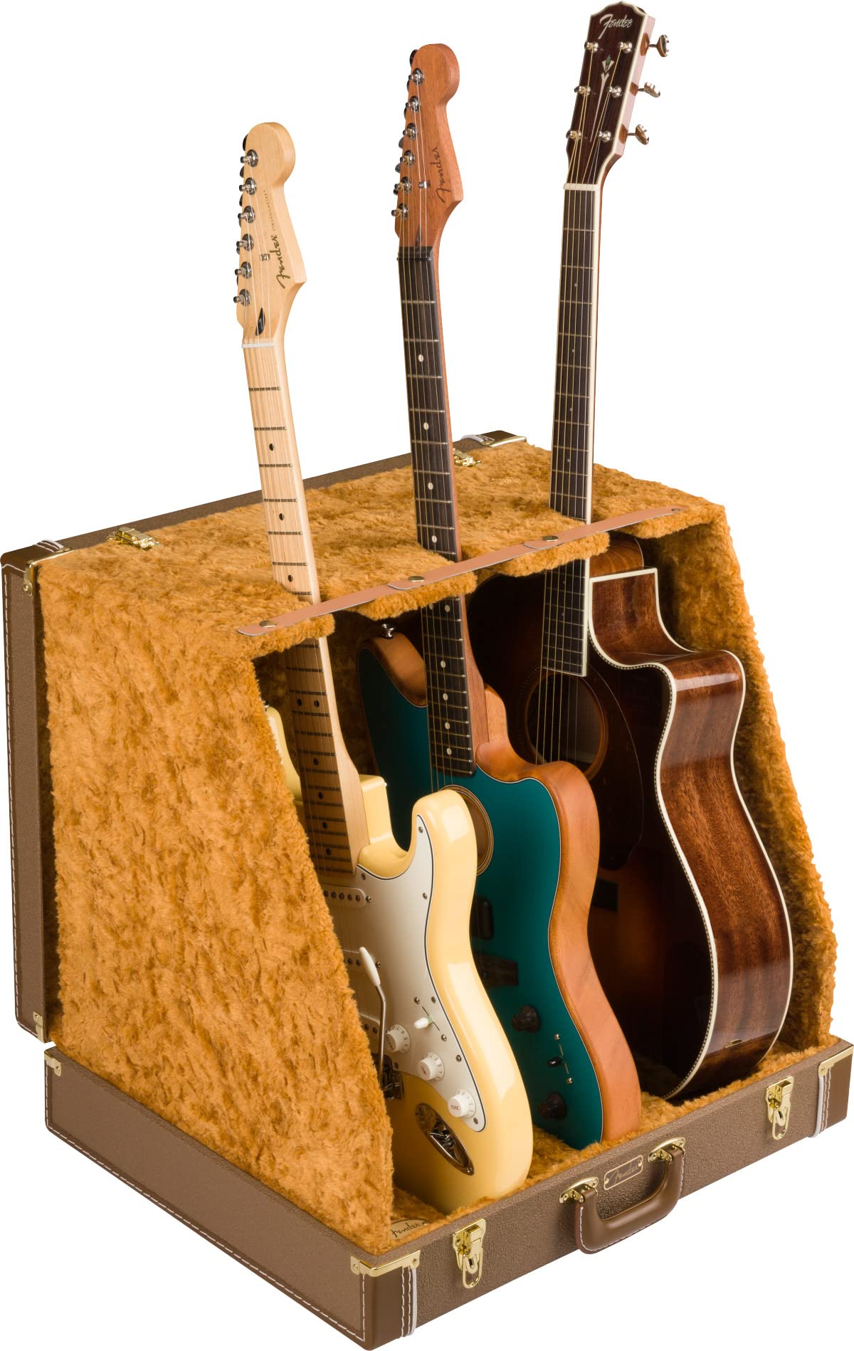 Fender Classic Series Case Stand - 3 Guitars Brown Bundle with Austin Bazaar Exclusive 24-Pack Picks