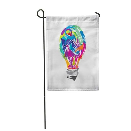 Painting Patio Concrete Ideas KDAGR Watercolor Color Creative Painting Idea Lightbulb Mind Artist Unique Bulb Garden Flag Decorative Flag House Banner 12x18 inch ()