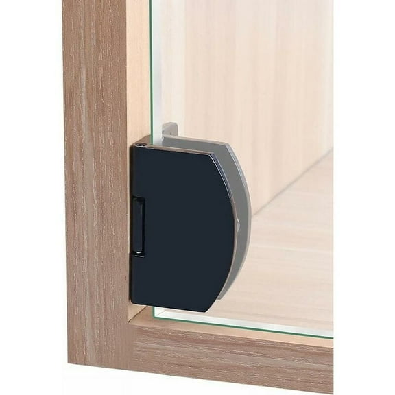 [2 Pieces] Cabinet Glass Door Hinge Bathroom Clip Frameless Glass Door Cabinet Display Cabinet Clip 90 Degree Hinge (Black)