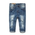 thumbnail image 1 of KIDSCOOL SPACE Baby Girl Boy Jeans,Little Kid Elastic Band Inside Ripped Denim Pants, 1 of 6