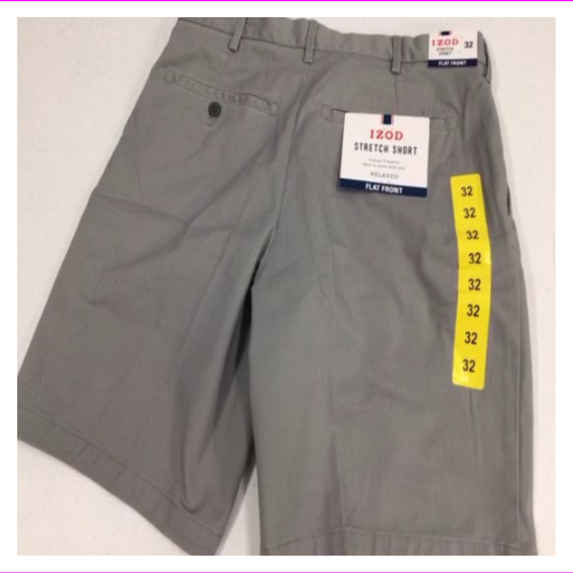 Izod Men's Saltwater Mid Rise Stretch Chino Short 32W/CINDER BLOCK