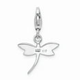 thumbnail image 3 of 925 Sterling Silver RH Lilac Enameled & CZ Dragonfly With Lobster Clasp Charm Pendant; for Adults and Teens; for Women and Men, 3 of 4