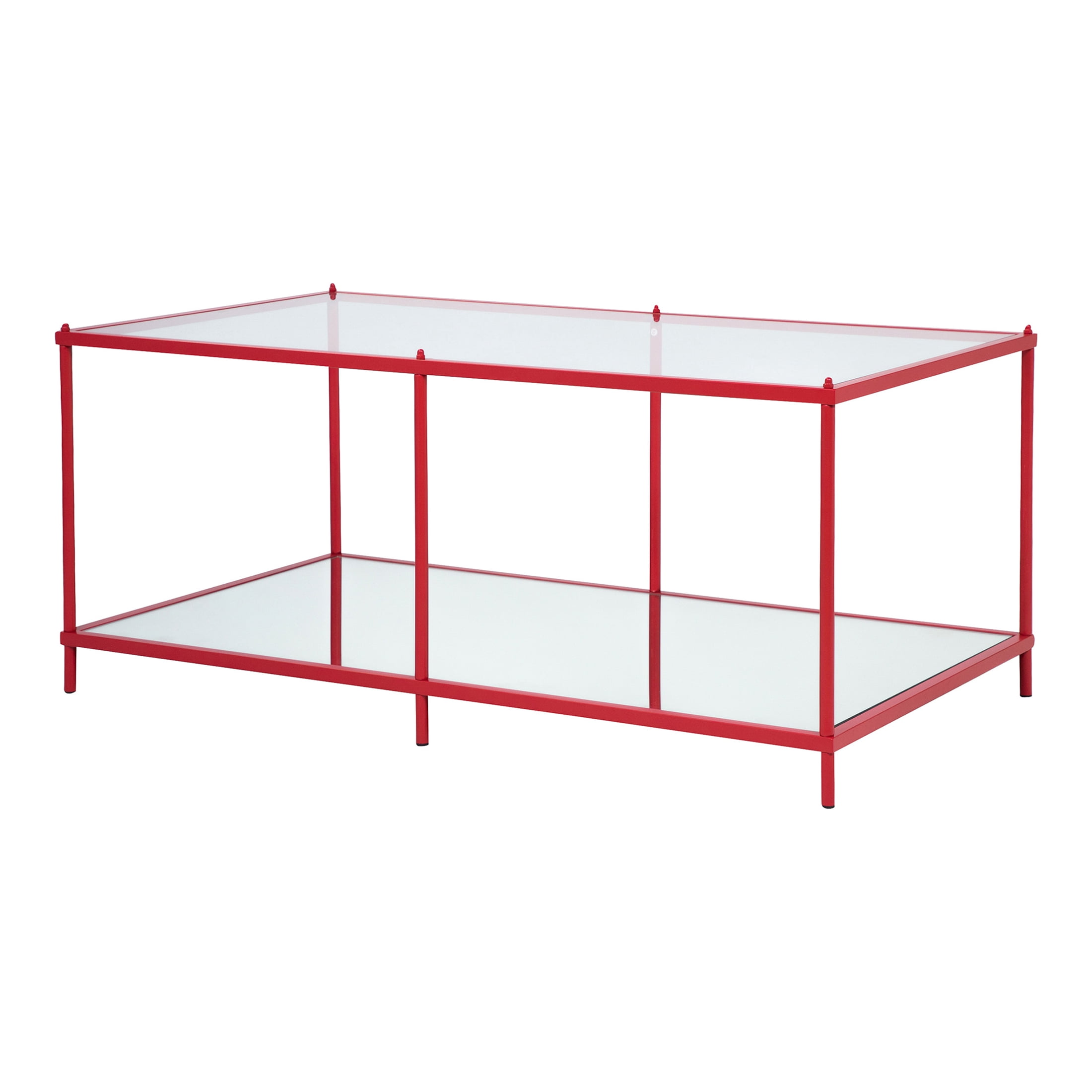 Furniture of America Tenne Glass Top Coffee Table, Red