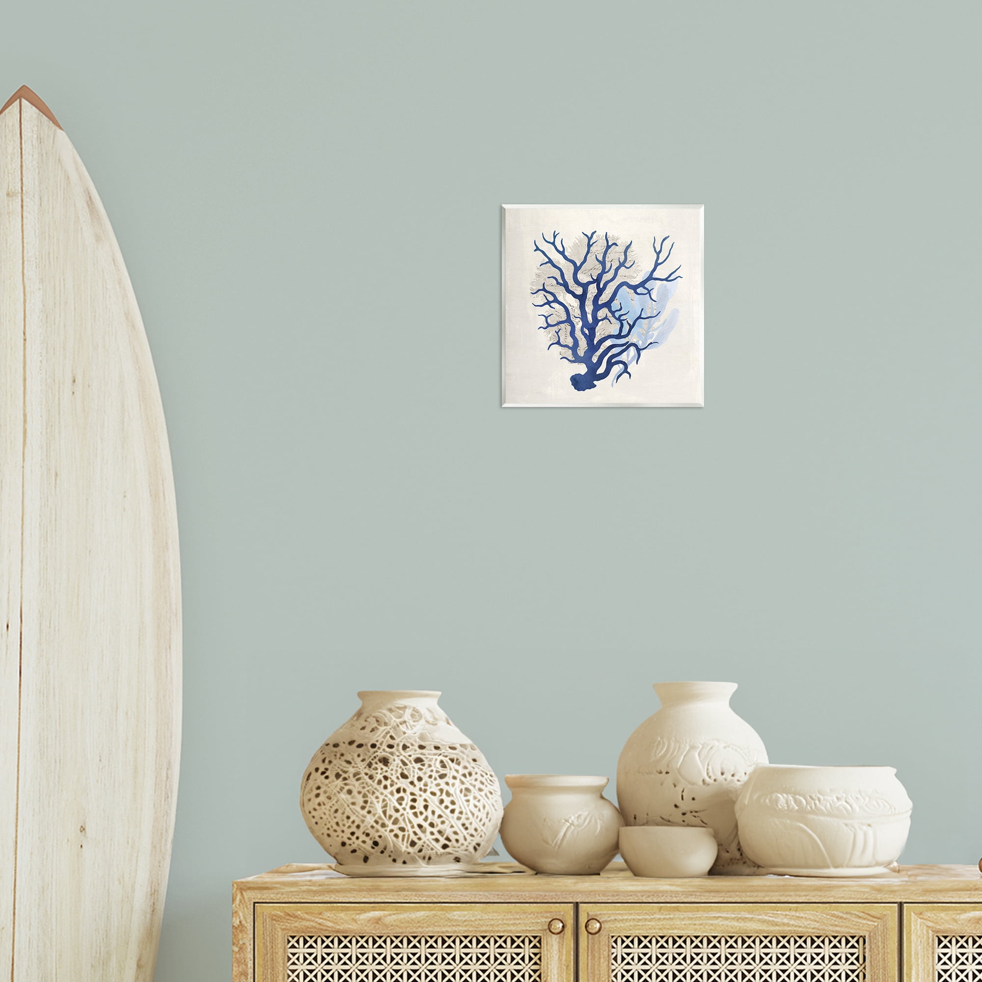 Stupell Industries Blue Coral Branches Nautical & Beach Painting Unframed Art Print Wall Art, 12 x 12