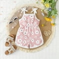 thumbnail image 2 of Tfken Summer Jumpsuit For Girls Sleeveless Spaghetti Strap Square Neck Floral Print Onesie Trendy Baby Soft Bodysuit Pink Size 18-24 Months, 2 of 5