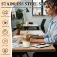 thumbnail image 4 of 12 Packs Ribbed Glass Tumbler with Lid and Straw 16 oz Cute Ice Coffee Cup Set Bulk Vasos de Vidrio Con Tazas Para Cafe Cocina Accesorios Home Bar Ac, 4 of 6