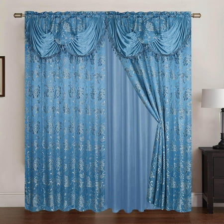Rt Designers Collection Clayton 2-Piece Double Panel High-Quality Room Darkening Grommet Curtain - Each Panel 54  X 84  Blue