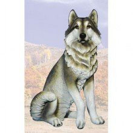 Dakota Grey Sitting Wolf Decorative Animal Figurine Wolf Lover