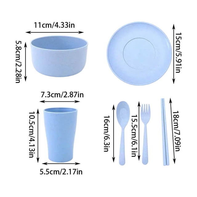 RKSTN Baking Baking 6Pc Bowl Cup Spoon Fork Chopsticks Tableware Portable Home Going Out Tableware Set Kitchen Gadgets