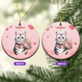 thumbnail image 2 of Happy Valentine's Day American Shorthair holding flowers Ceramic Round Ornament Cat Lover Kitten Owner Gifts Home Tree Decor - 03005, 2 of 5