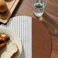 thumbnail image 3 of Boho Brown Leather Texture Round 13 Inch Placemats Set of 4, Modern Black Striped HeatResistant Non Slip Place Mats for Dining Table, Wipeable Braided Kitchen Table Mats for Housewarming, 3 of 9