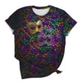 thumbnail image 6 of Ounisa Womens Mardi Gras Sweatshirts Carnival Sweatshirt Funny Mask Graphic Short Sleeve Shirts Fat Tuesday Pullover Top, 6 of 6