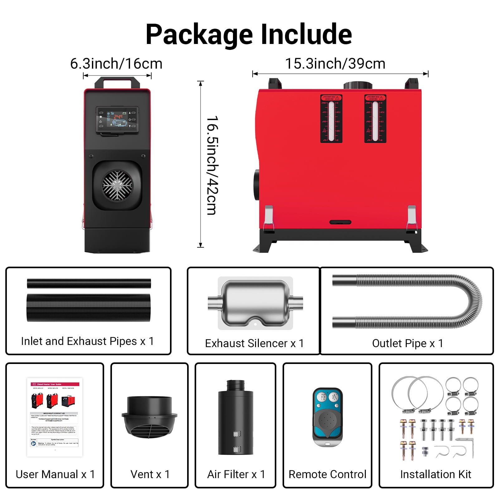 Joreek Diesel Air Heater All-in-One 12V 8KW Diesel Heater ith 5L/1.3Gal Tank, Remote Control LCD Portable Diesel Heater for Car Vehicle Trunk Garage RV