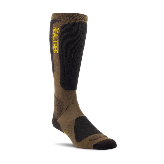Realtree® Men's Merino Wool Lightweight Crew Sock (Coyote Brown, Large)