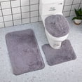 thumbnail image 3 of STAOEDU 3pc Solid Non-Slip Bath Mat Set Bathroom U-Shaped Contour Rug, Mat and Toilet Lid Cover (Dark Gray), 3 of 5