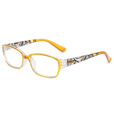 Fashion Elegant Portable Vintage Eye Protection Reading Glasses Ultra Light Frame Anti-Blue Light Eyeglasses YELLOW STRENGTH 400
