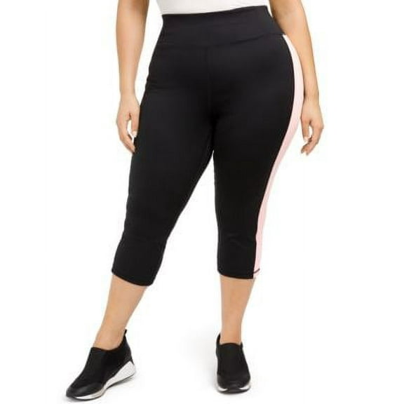 ID Ideology Plus Size Colorblocked Capri Leggings Noir Sp Tulip 3X