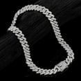 thumbnail image 5 of 2 Pieces Cuban Link Chain Mens Iced Out Miami Cuban Necklace and Bracelet Silver Bling Diamond Hip Hop Jewelry for Men and Women, 5 of 6