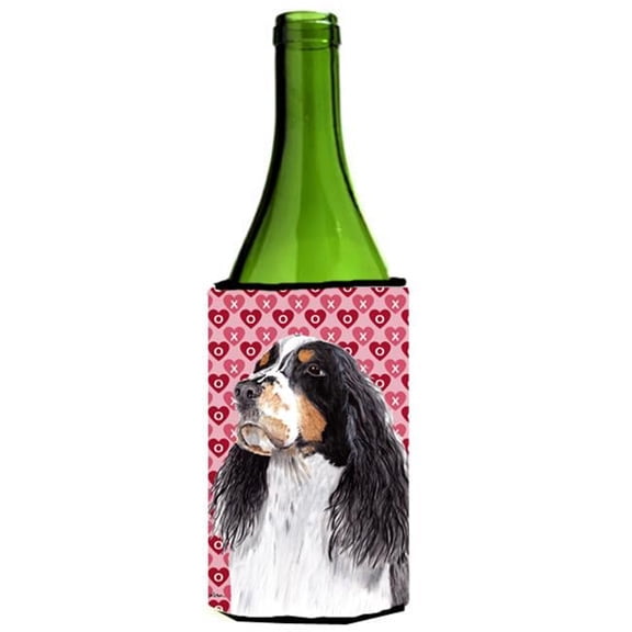 Springer Spaniel Hearts Love Valentines Day Wine bottle sleeve Hugger 24 oz.