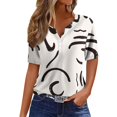 thumbnail image 2 of Summer Tops for Women Vacation Trendy V Neck 2025 Casual Short Sleeve Shirts Loose Comfy Tunic Clothes, 2 of 5