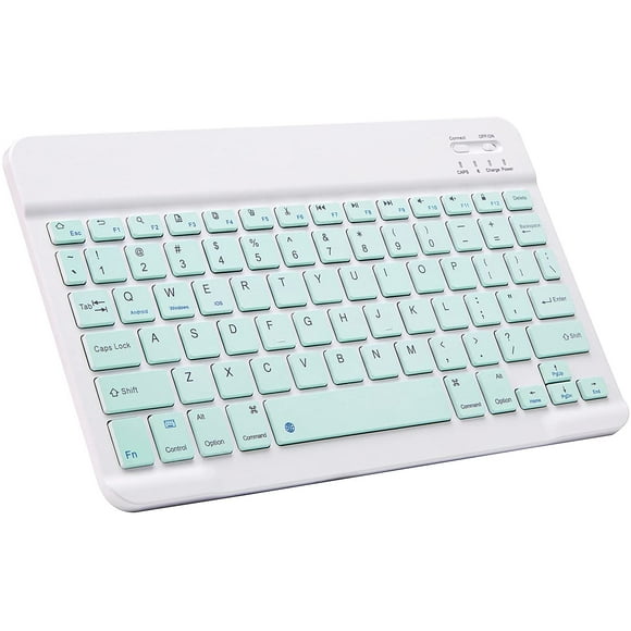 Ultra-Slim Bluetooth Keyboard Portable Mini Wireless Keyboard Rechargeable for Apple iPad iPhone Samsung Tablet Phone Smartphone iOS Android Windows (10 inch Light Green) ST-001