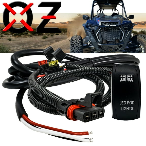 10ft. Power Bus Bar Plug Connector 3-Wire Harness Kit for Dual Function LED Pod Lights Compatible with Polaris RZR Pro Ranger Crew XP 2018-2023