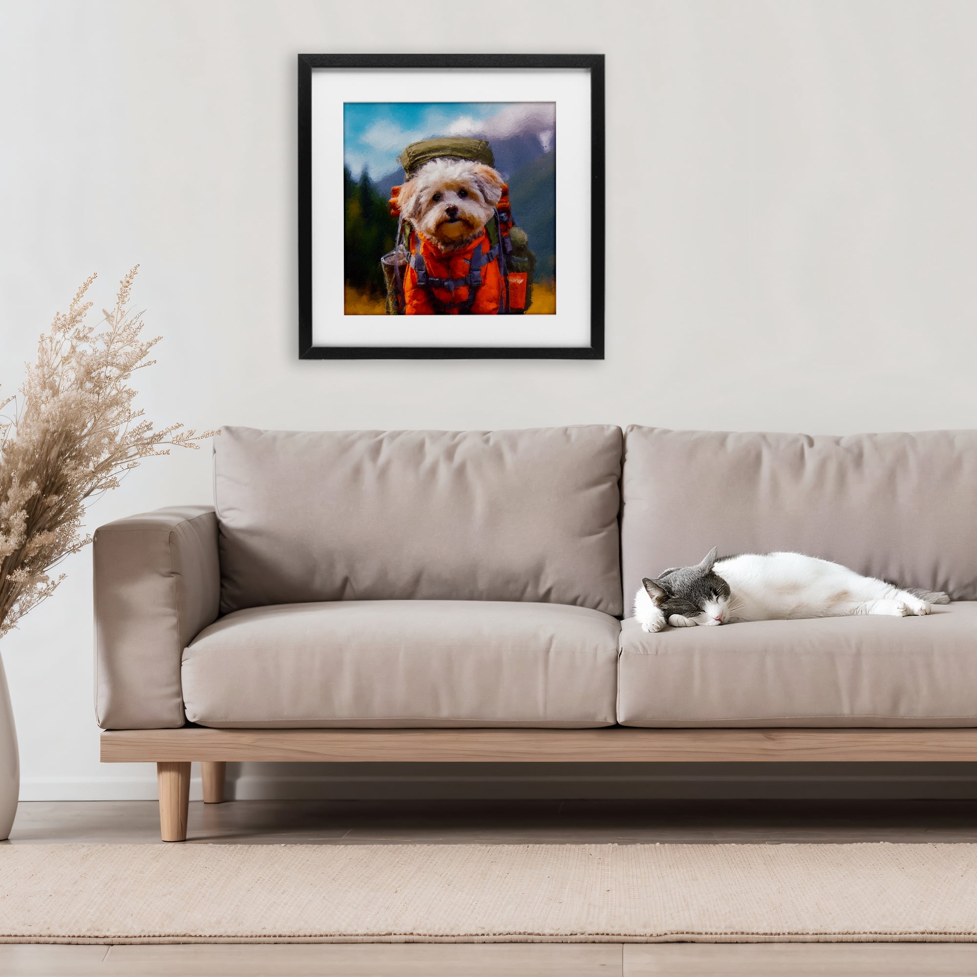 Stupell Industries Adventuring Hiker Dog Black Framed Print Under Glass, design by Sean Parnell
