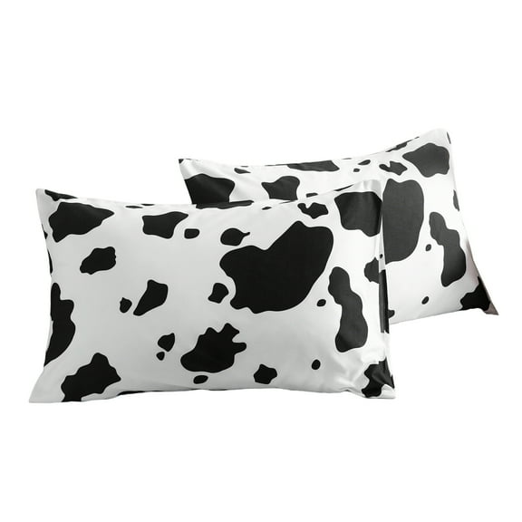 Luxury and Soft Microfiber Pillowcase Set of 2 Pack, Fade Resistant Pillow Cases with Envelope Closure, Queen, 20 x 30 inches, Cow