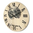 thumbnail image 3 of Designart 'Kiss of Two Lovers In Romantic Moon Shape' Modern Wood Wall Clock, 3 of 5